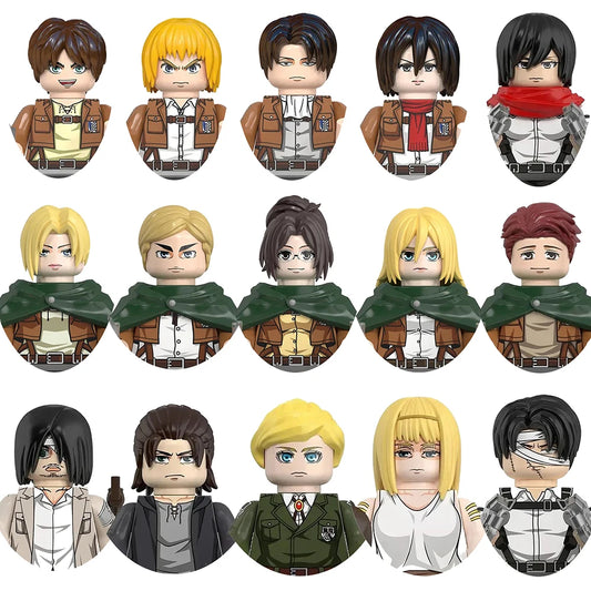 Attack on Titan Building Blocks Mini figures Eren Levi Mikasa Armin Erwin Hange Anime Action Figures Bricks Toys for Kids Gift