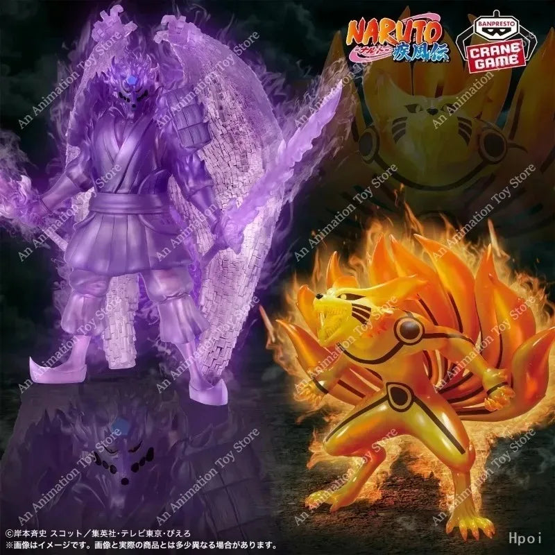 100% Original BANDAI BANPRESTO Naruto Shippuden Susanoo Sasuke & Kurama Nine Tails Anime Figure Set Collectible PVC Home Decor