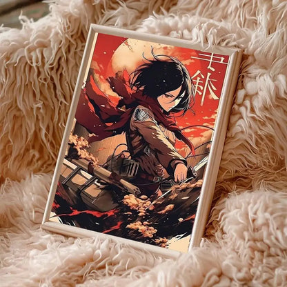 Mikasa Ackerman Anime Attack On Titan Posters Living Room Bar Cafe Quality Canvas Vintage Style Comics Painting Art Home Wall