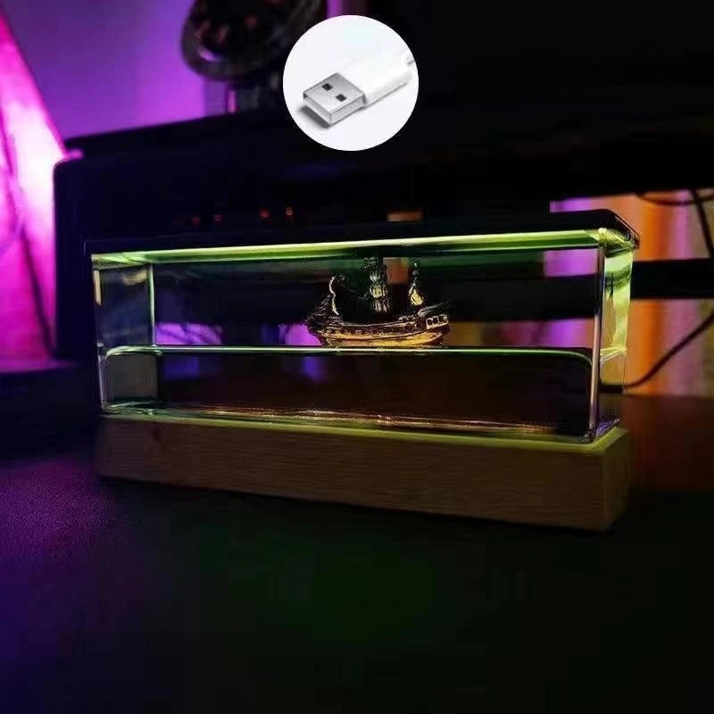 Going Merry One Piece Floating Barcos Fluid Liquid Thousand Sunny Luffy Ship Barcos Floating Boat Desk Decor Decoration Gift