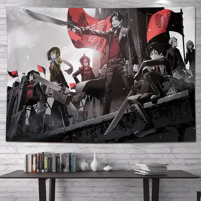 Attack on Titan Anime Tapestry Vertical Cartoon Wall Hanging Art Tapestry for Dorm Bedroom Living Room Home Decoration