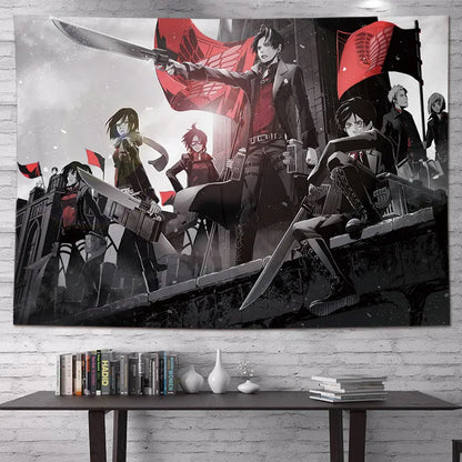 Attack on Titan Anime Tapestry Vertical Cartoon Wall Hanging Art Tapestry for Dorm Bedroom Living Room Home Decoration