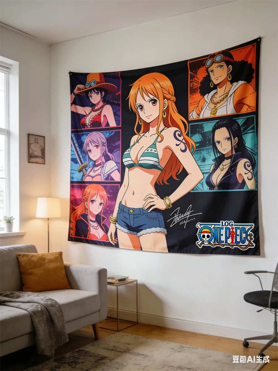 One Piece Luffy 3D Effect Wall Tapestry - Anime Pirate Flag Themed Hanging Cloth for Bedroom, Living Room & Dorm Decor