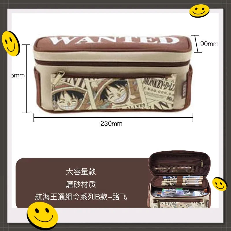 One Piece Luffy pencil bag student pencil bag boys and girls large capacity trendy pencil case anime figure office supplies