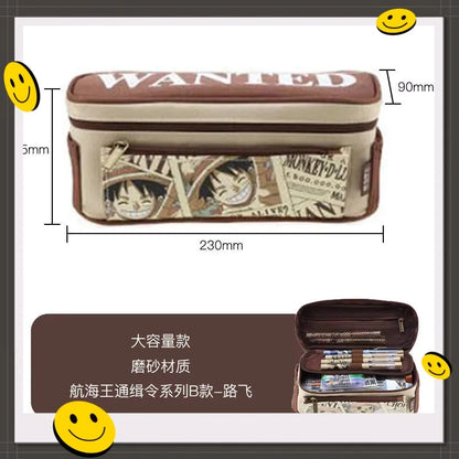 One Piece Luffy pencil bag student pencil bag boys and girls large capacity trendy pencil case anime figure office supplies