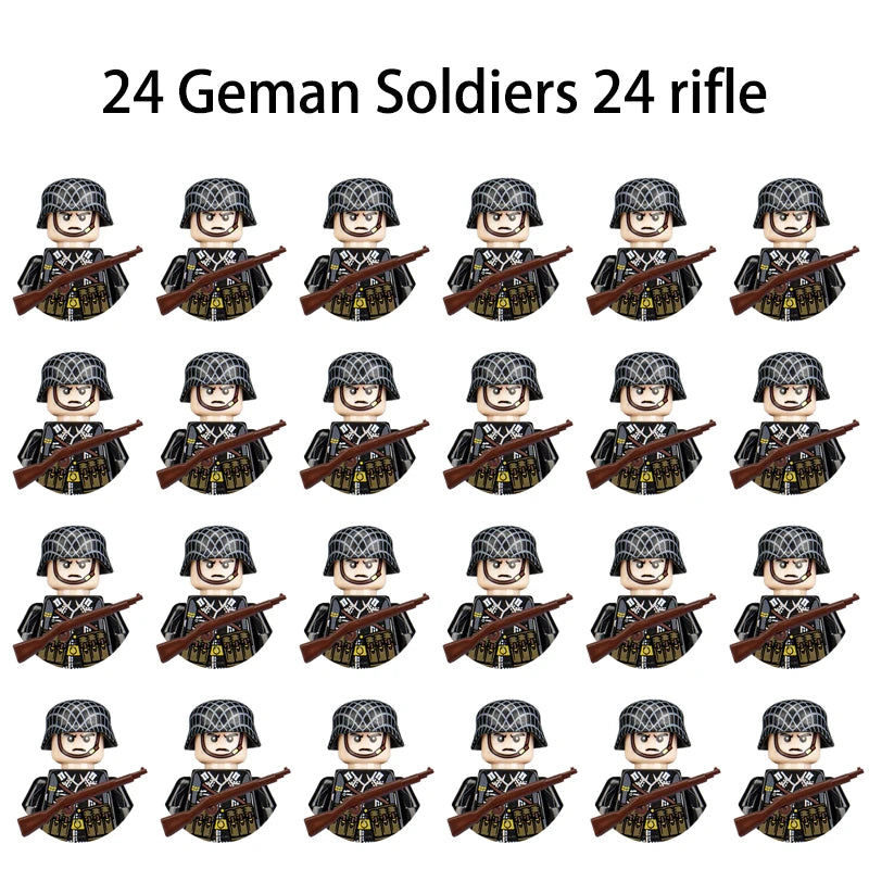 24pcs/batch WW2 Military Character WW2 Army Building Blocks Military Soldier Character Building Blocks Kids Holiday Gift Toys