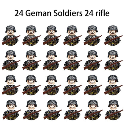 24pcs/batch WW2 Military Character WW2 Army Building Blocks Military Soldier Character Building Blocks Kids Holiday Gift Toys