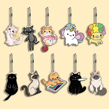 10/50 pcs/set Funny Cat Character Keychain Student Gift Bag