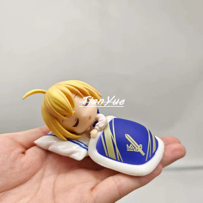 Anime Fate Grand Order Saber sleeping Cute Girl PVC Action Figure Model Doll Toys 9cm