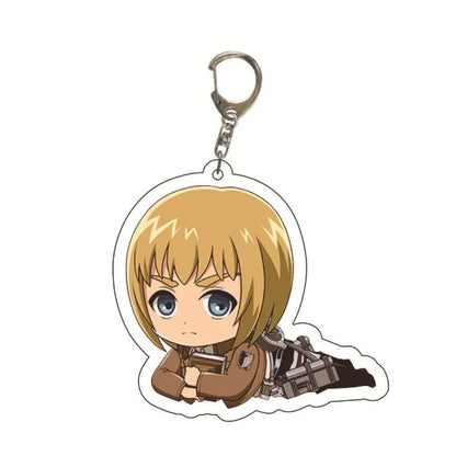6Cm Acrylic Keychain Bag Pendant for Attack on Titan Eren Erwin Hange Cartoons Backpack Decoration Pendant Cute Anime Fan Gift