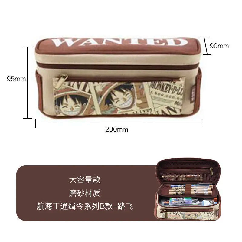 One Piece Luffy pencil bag student pencil bag boys and girls large capacity trendy pencil case anime figure office supplies