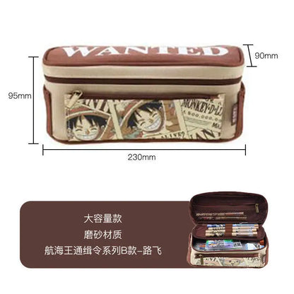 One Piece Luffy pencil bag student pencil bag boys and girls large capacity trendy pencil case anime figure office supplies