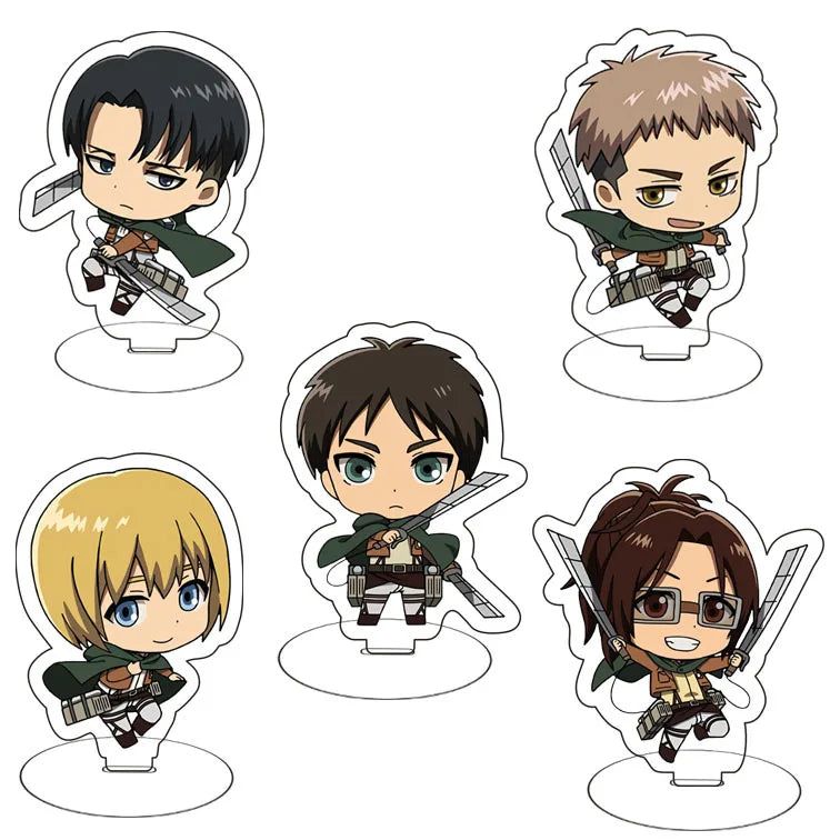 Attack On Titan Eren Yeager Mikasa Ackerman Armin Arlert Merchandise Acrylic Mini Figure Display Stand Model Plate Keychain