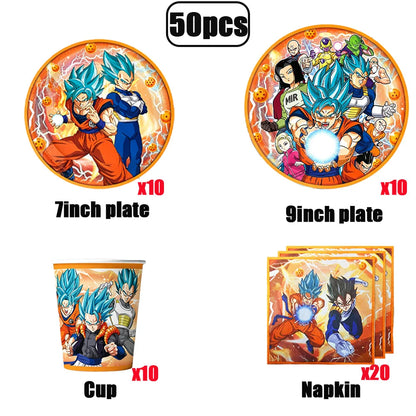 Dragon Ball Birthday Party Decorations Party Supplies Tablecloths Paper Cup Plates Napkin Gift Bags Banners Baby Birthday Shower