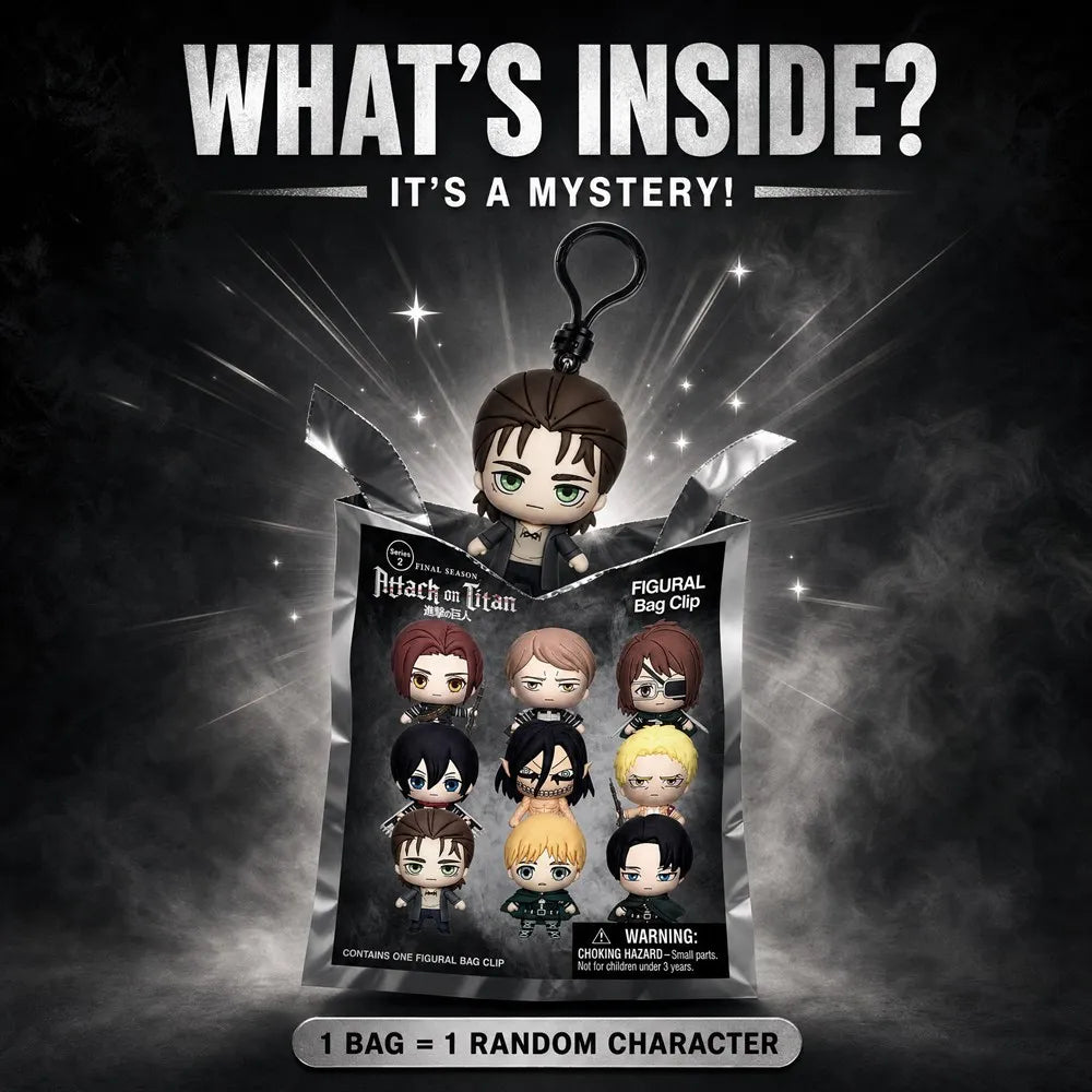 Attack on Titan Blind Box Mystery Bag Final Season 3D PVC Bag Clip Keychain Anime Collectible Pendant Backpack Charm Gift