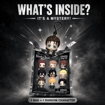 Attack on Titan Blind Box Mystery Bag Final Season 3D PVC Bag Clip Keychain Anime Collectible Pendant Backpack Charm Gift