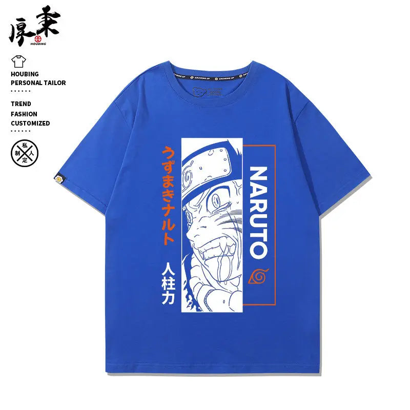 Summer Japanese Anime Children's T-shirt Naruto Sasuke Sakura Peripheral Pure Cotton Printed Parent-child Casual T-shirt