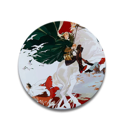 58mm Anime Attack on Titan Eren Jaeger Mikasa Ackerman Erwin Smith Cosplay COSTUME Badge Pin SPTE Tinplate Brooch Prop Xmas Gilf