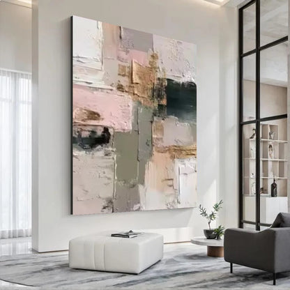 Large Picture Abstract Oil Painting on Canvas - Handmade Art Knife Drawing Wall Images for Home Living Room Decor Mural Artwork