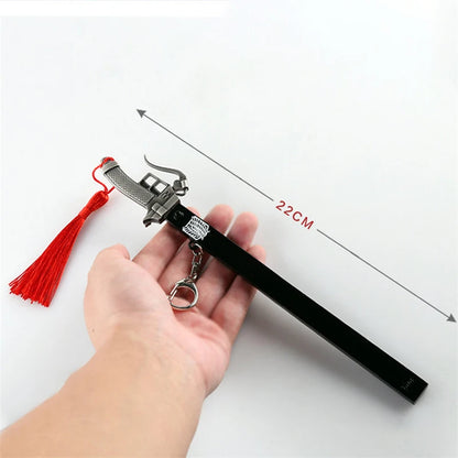 Attack on Titan Sword Model 22cm/8.66in Zinc Alloy Rust-Resistant Spring Release Scabbard Not Sharp Anime Gift Display for Fans