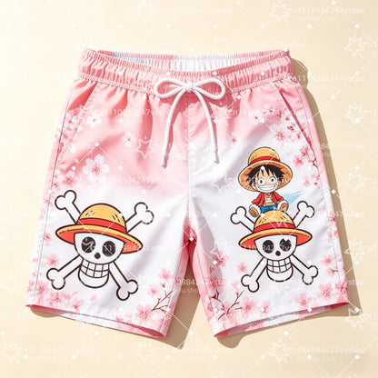 2026 Hot Sale One Piece Luffy Zoro Print Men Beach Shorts Summer Quick Dry High-quality Trendy Unisex Anime Board Shorts Sports