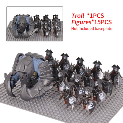 Giant Troll Monster 20Pcs Armored Orc Infantry Figures Medieval Army Building Bricks, Removable Shield Scene Collectible Toy﻿﻿