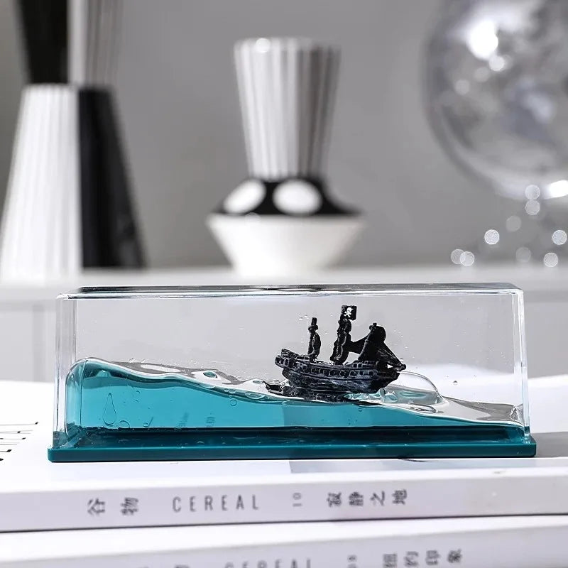 Going Merry One Piece Floating Barcos Fluid Liquid Thousand Sunny Luffy Ship Barcos Floating Boat Desk Decor Decoration Gift