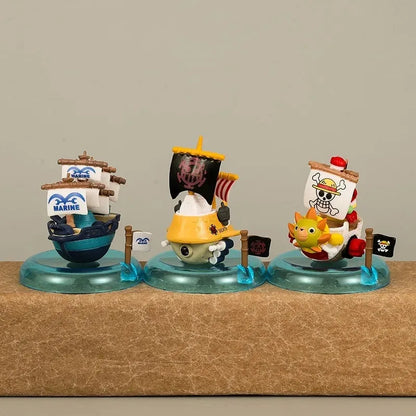 7cm 8pcs/set Anime One Piece Figure Luffy Mini Pirate Ship Figurine Statue Model PVC Collection Desktop Action Figure Kid Gifts