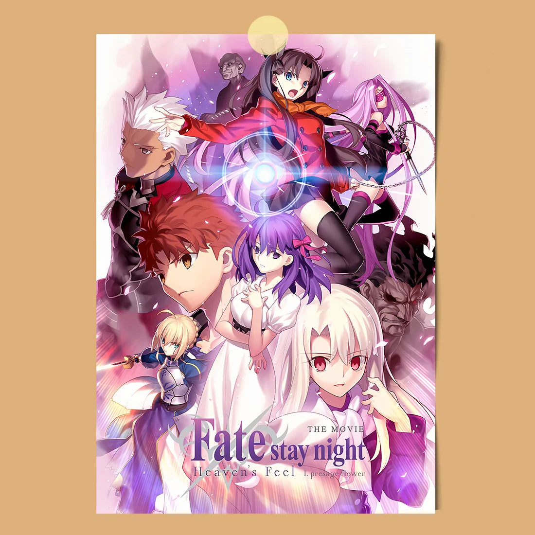 AZNM Fate Stay Night Canvas Wall Art, Unlimited Blade Works Saber Rin Tohsaka Shirou Emiya Anime Poster, Frameless Canvas Print,