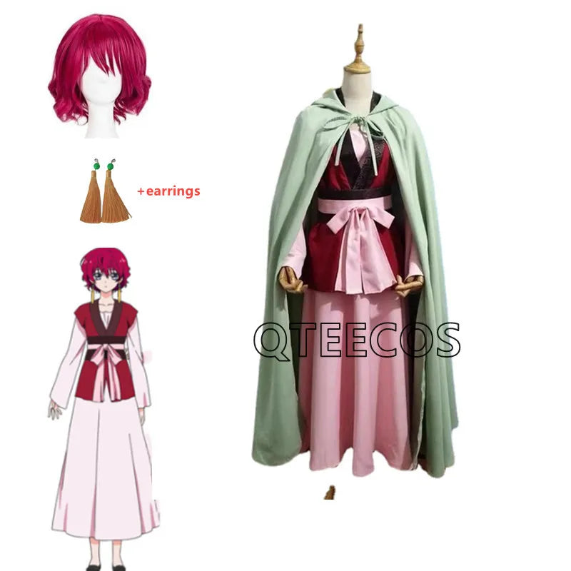 Akatsuki no Yona Princess Cosplay Costume With Cloak Women Halloween Anime Outfits