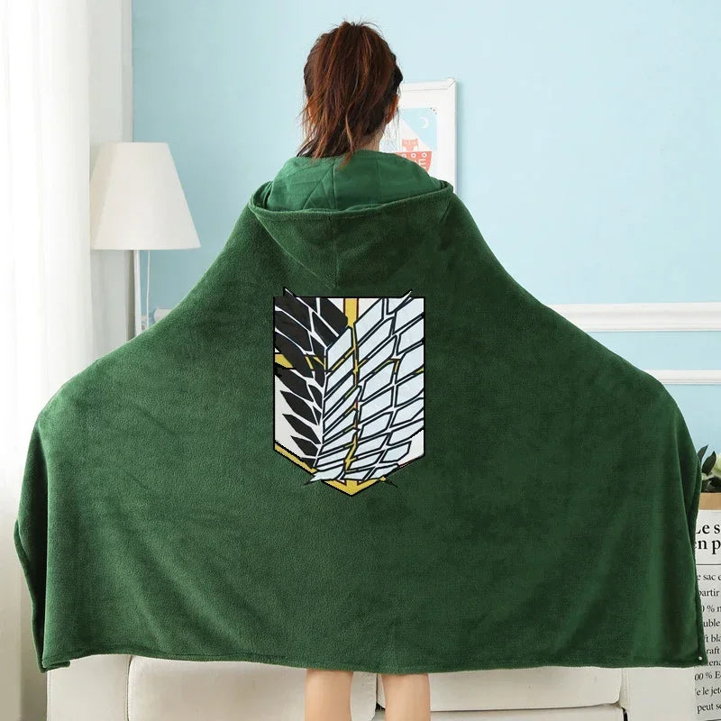 Attack on Titan Anime Blanket Plaid Cloak Capa Shingeki No Kyojin Women Pajama Blanket Levi Cosplay Shawl Blanket Homewear Gift