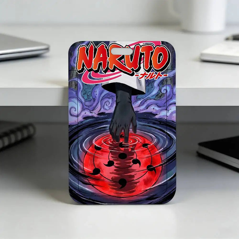 Anime N-NARUTO Akatsuki Itachi Sharingan Transparent Card Holder Employee Plastic Slide Cover Lanyard Work Business ID Bag Bus