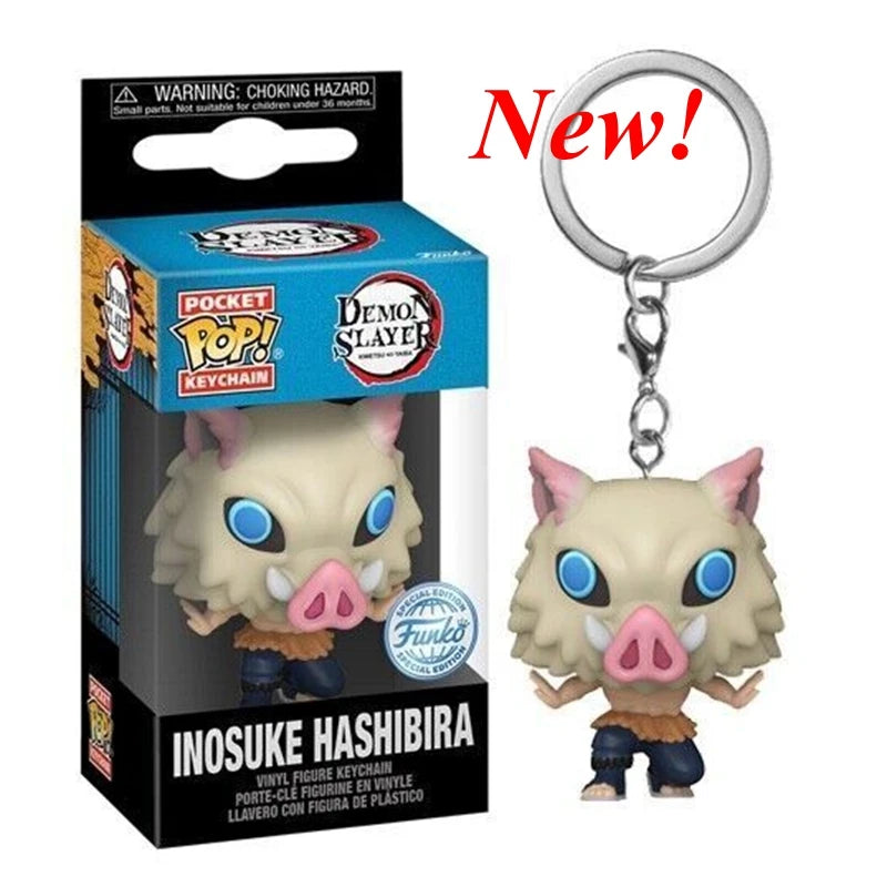 NEWest Arrival FUNKO keychain Demon Slayer Zenitsu Inosuke Hashibira Nezuko Kamado Tanjiro Kamado Keychain Figure for kids gifts