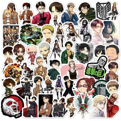 50/100pcs Cartoon Mix Anime Stickers Attack On Titan Jujutsu Kaisen Decals Skateboard Laptop Car Motorcycle Waterproof Sticker