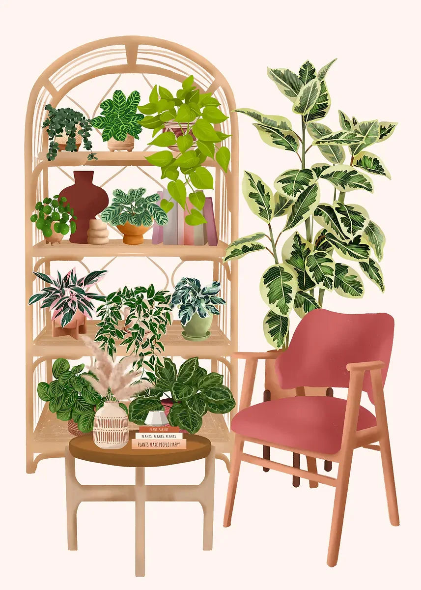 Trendy Cute Plants On A Shelf Posters Modern Quirky Plant Minimalism Prints Canvas Painting Wall Pictures Home Living Room Decor