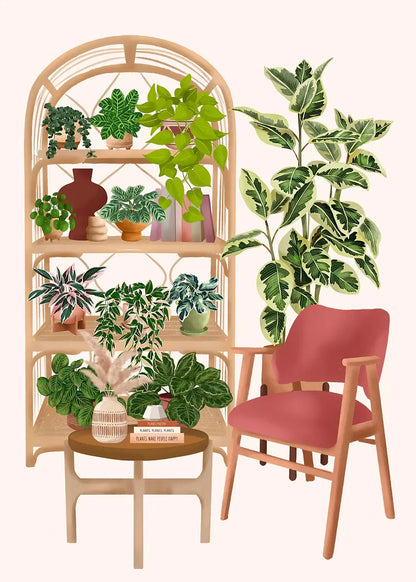 Trendy Cute Plants On A Shelf Posters Modern Quirky Plant Minimalism Prints Canvas Painting Wall Pictures Home Living Room Decor