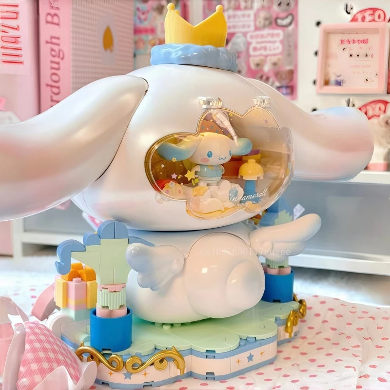 New Cinnamoroll Series Building Blocks Anime Mobile Lighting Decoration Assembly Model Jewelry Collectibles Toy Set Gifts