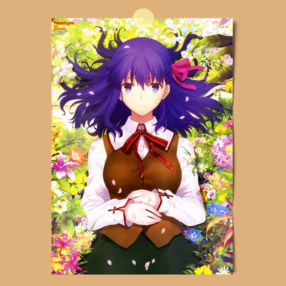 AZNM Fate Stay Night Canvas Wall Art, Unlimited Blade Works Saber Rin Tohsaka Shirou Emiya Anime Poster, Frameless Canvas Print,