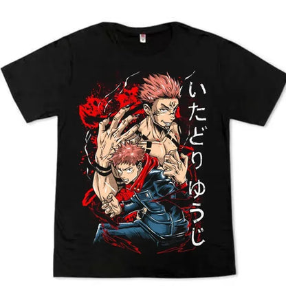26 Summer Jujutsu Kaisen/Attack on Titan Anime Printed Loose Short-sleeved Pure Cotton Children's T-shirt Unisex Casual Loose