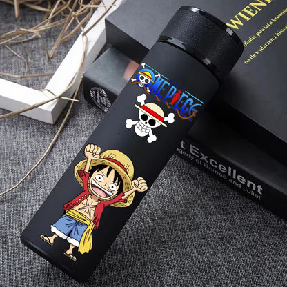 One Piece 304 Stainless Steel Thermos Cup Pattern Luffy Roronoa Zoro Action Figure High Capacity 500ML Drinking Water Bottle