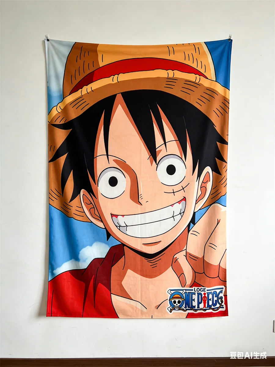 One Piece Luffy 3D Effect Wall Tapestry - Anime Pirate Flag Themed Hanging Cloth for Bedroom, Living Room & Dorm Decor