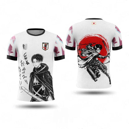 Bandai Levi Ackerman Attack On Titan Japan Anime Football Jersey Athleisure T-Shirt Summer Breathable Quick-drying Soft Comfy