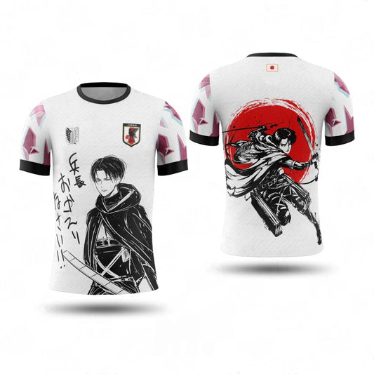 Bandai Levi Ackerman Attack On Titan Japan Anime Football Jersey Athleisure T-Shirt Summer Breathable Quick-drying Soft Comfy