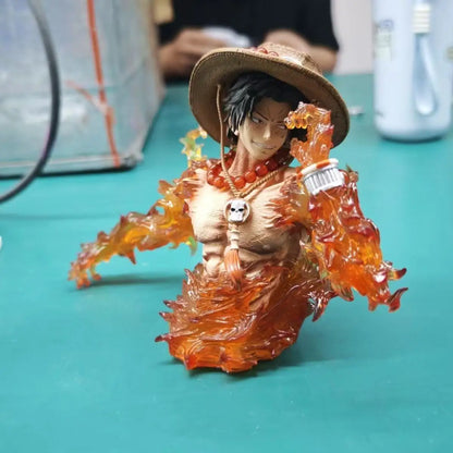 Anime One Piece Ace Figure Portgas D Ace Action Figurine PVC Glowing Statue Collectible Model Toys for Childern Christmas Gifts