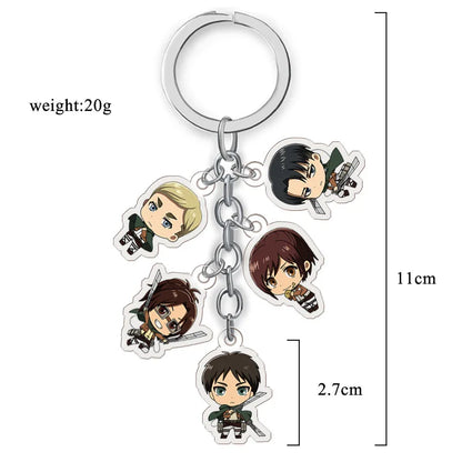 Attack on Titan Acrylic Transparent Keychain Double Sided Set of 5 Anime Pendant Cosplay Gift