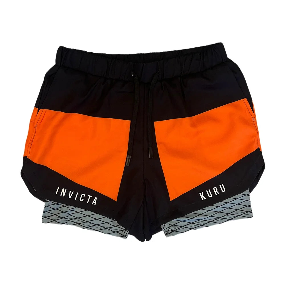 Anime Madara Uchiha Six Paths 2-in-1 Compression Shorts Summer Quick Drying Sport Shorts with Six Tomoe Print Breathable Shorts
