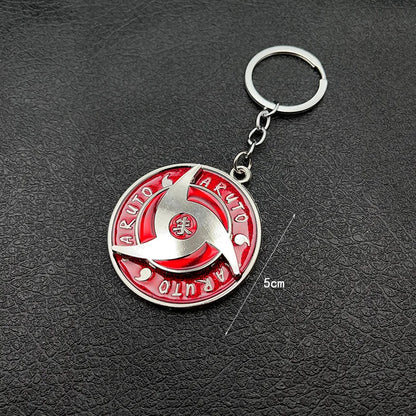 Naruto anime cute keychain peripheral three magma marleidoscope Sharingan logo rotatable keychain pendant keyring cartoon