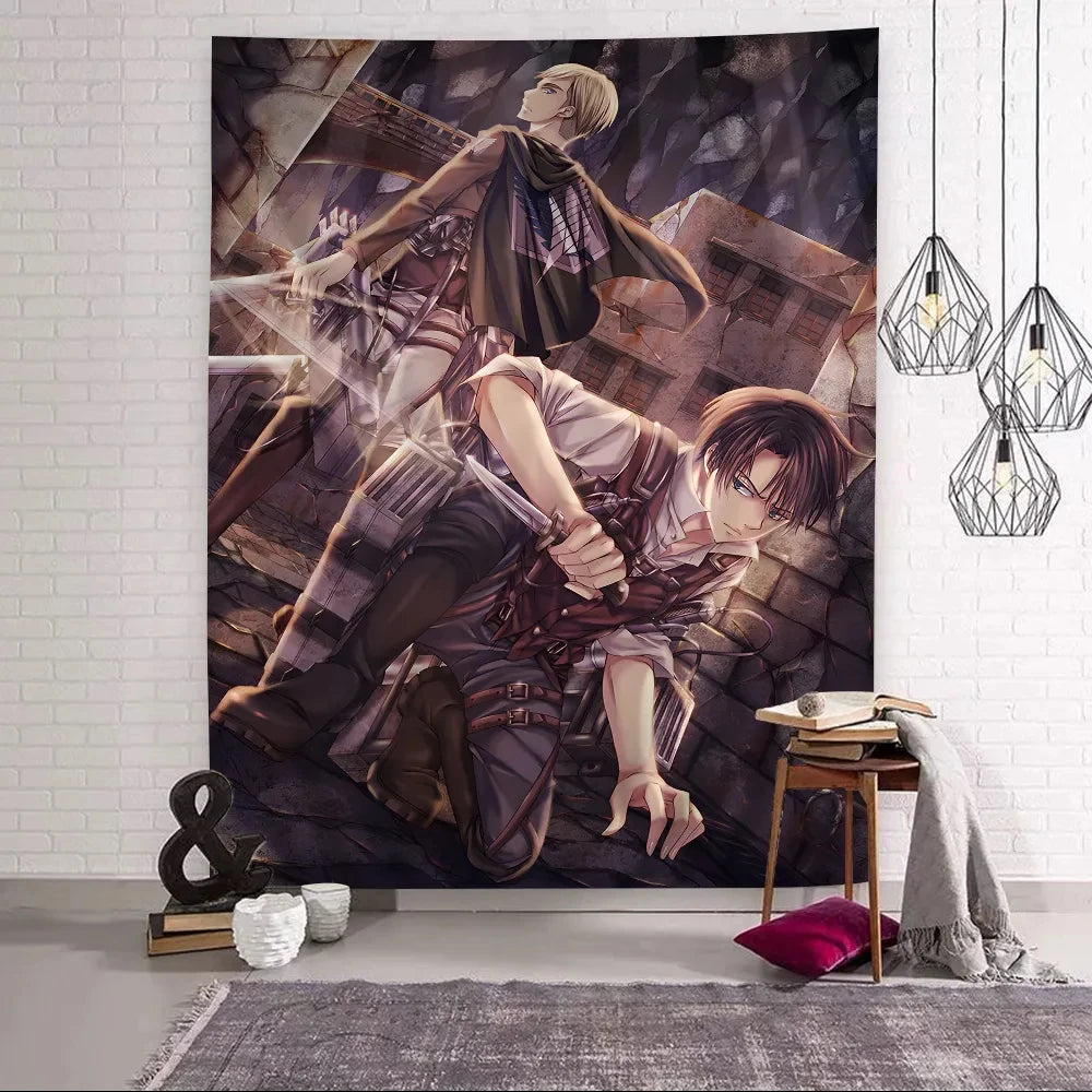 Attack on Titan Levi Ackerman Anime Printed Large Wall Tapestry Cheap Hippie Wall Hanging Bohemian Tapestries Mandala Home Decor