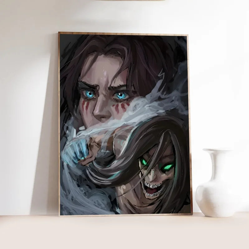 1PC Popular Japanese Anime Attack On Titan Poster Self-adhesive Art Waterproof Paper Sticker Coffee House Bar Room Wall Decor