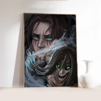 1PC Popular Japanese Anime Attack On Titan Poster Self-adhesive Art Waterproof Paper Sticker Coffee House Bar Room Wall Decor
